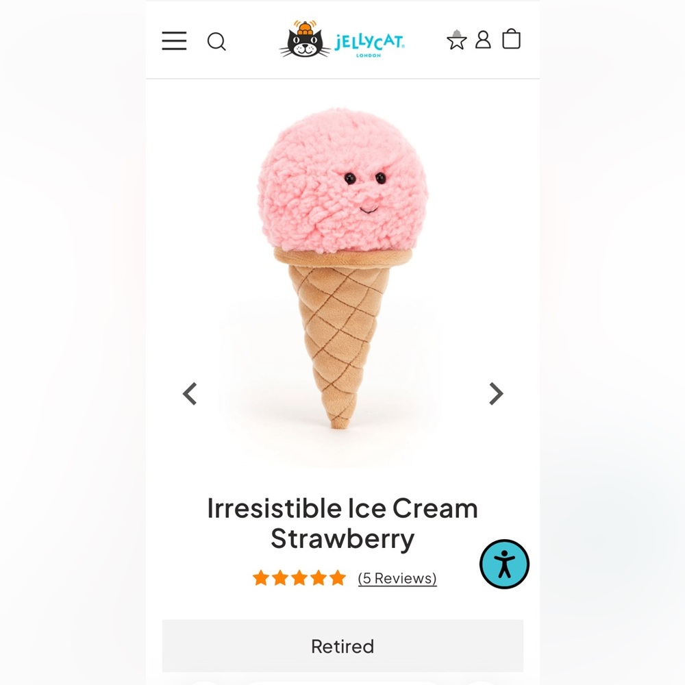Jellycat Irresistible Ice Cream Strawberry- Cone Plush (Retired) - Picture 6 of 6